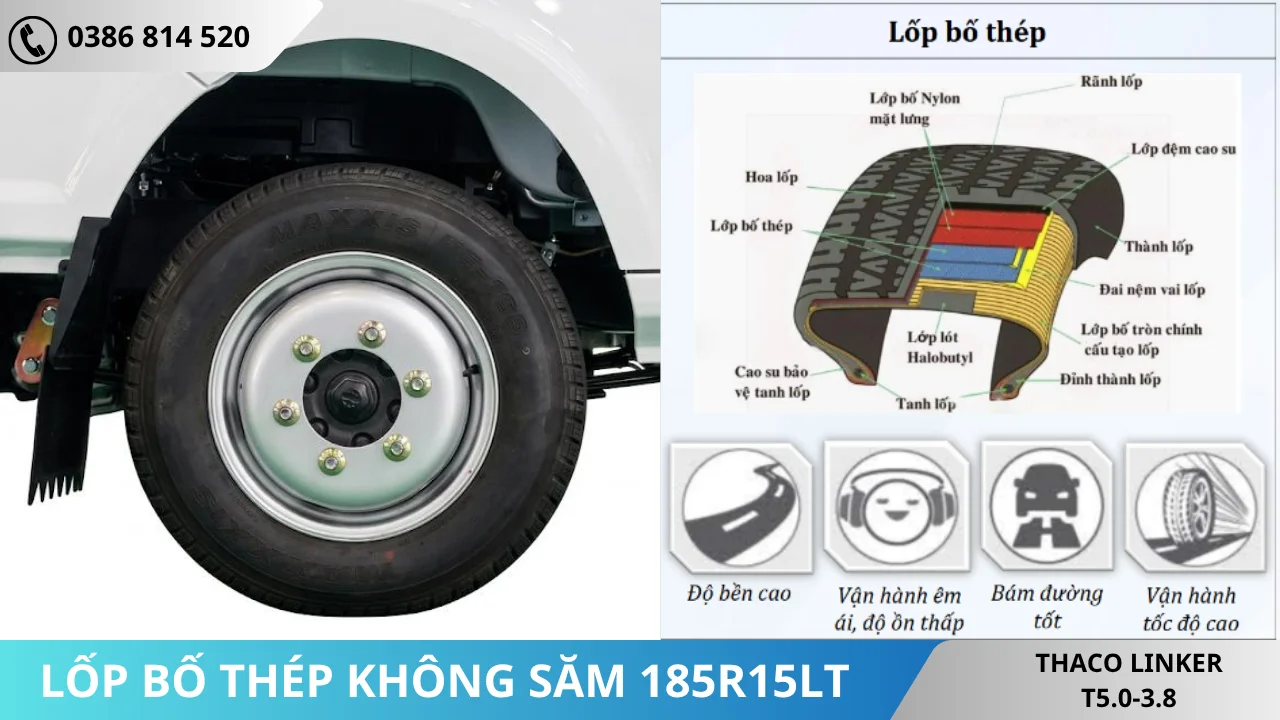 Lốp bố thép không săm 185R15LT