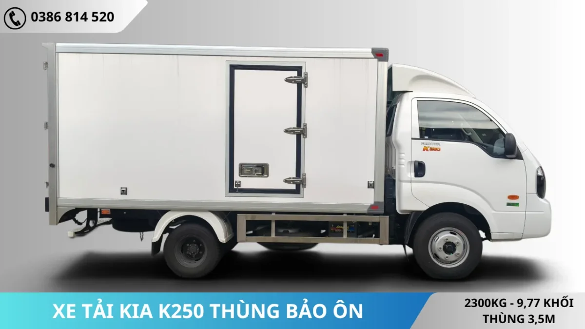 Mặt bên xe tải Kia K250 thùng bảo ôn