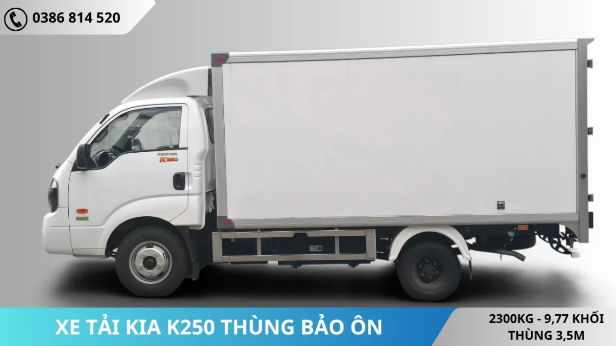 Mặt bên xe tải Kia K250 thùng bảo ôn