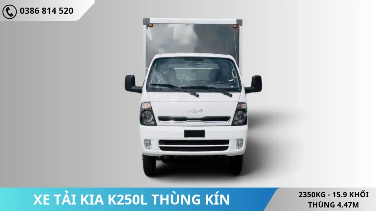 Mặt trước xe tải KIA K250L thùng kín 2350kg Mặt trước xe tải KIA K250L thùng kín 2350kg