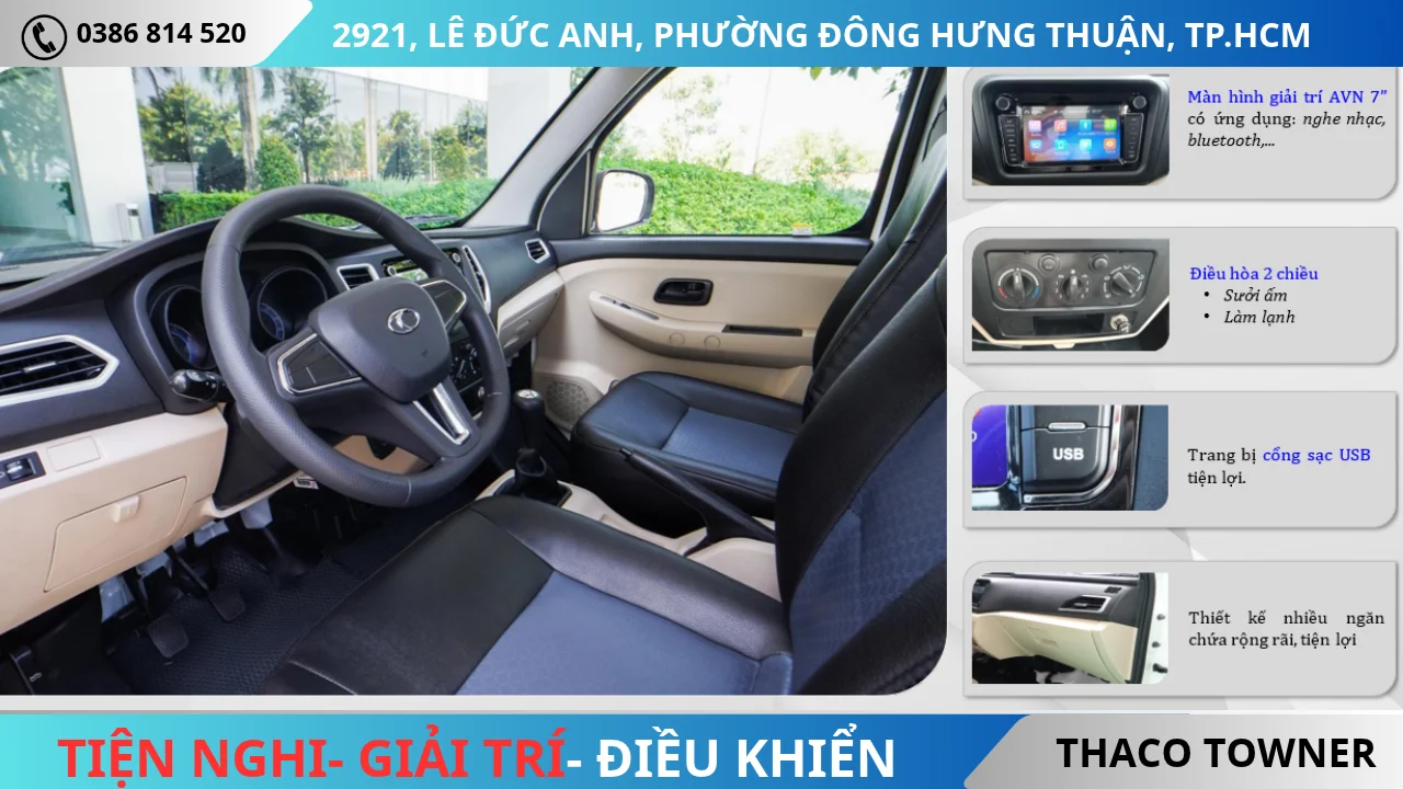 Nội thất xe tải Thaco Towner