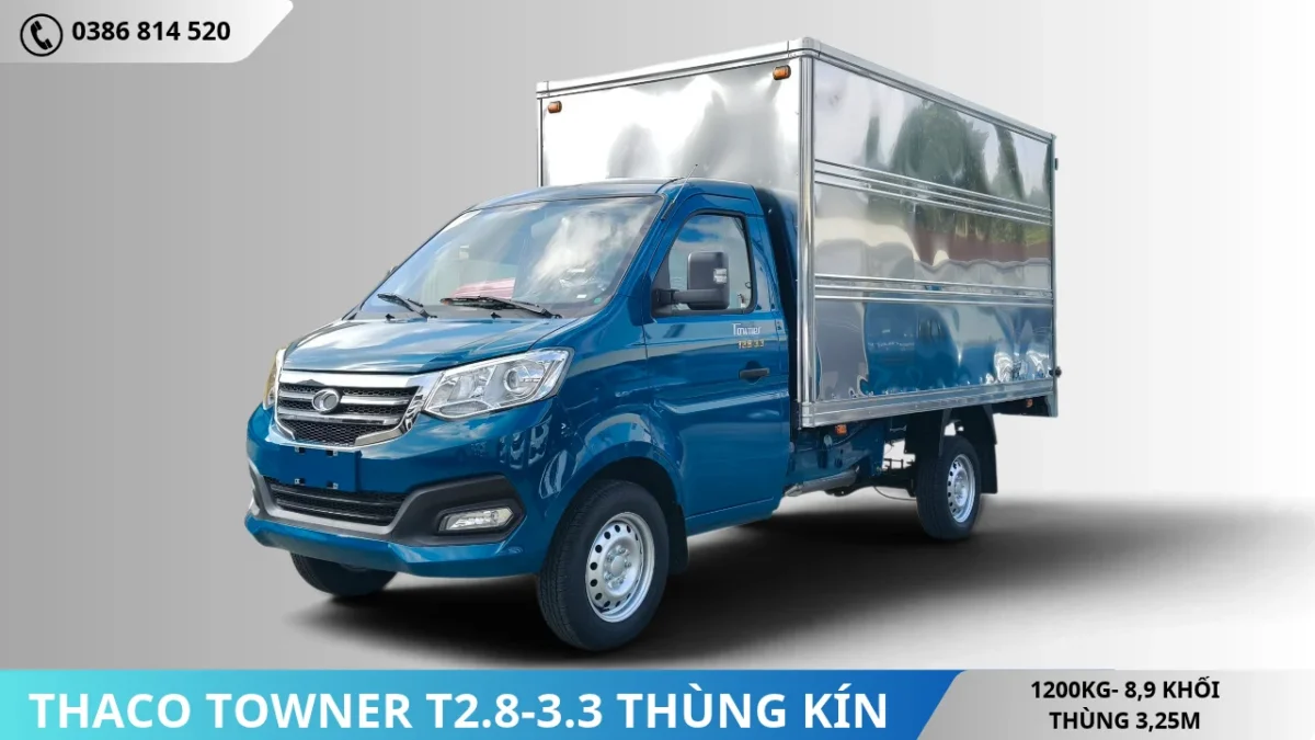 Thaco Towner T2.8-3.3 thùng kín tải 1T2 (2) Thaco Towner T2.8-3.3 thùng kín tải 1T2