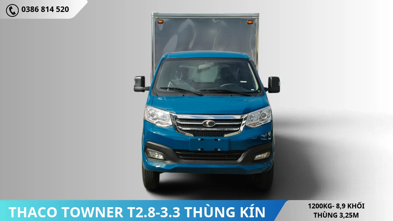 Mặt trước Thaco Towner T2.8-3.3 thùng kín tải 1T2