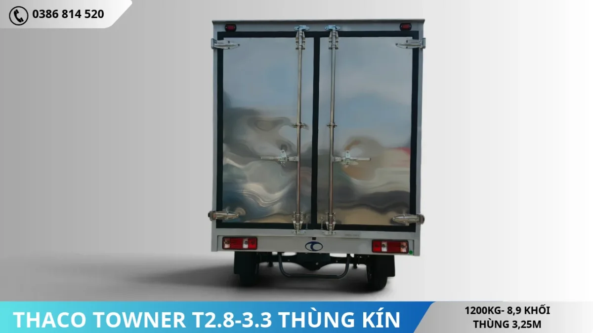 Thaco Towner T2.8-3.3 thùng kín tải 1T2 (7) Mặt sau Thaco Towner T2.8-3.3 thùng kín tải 1T2