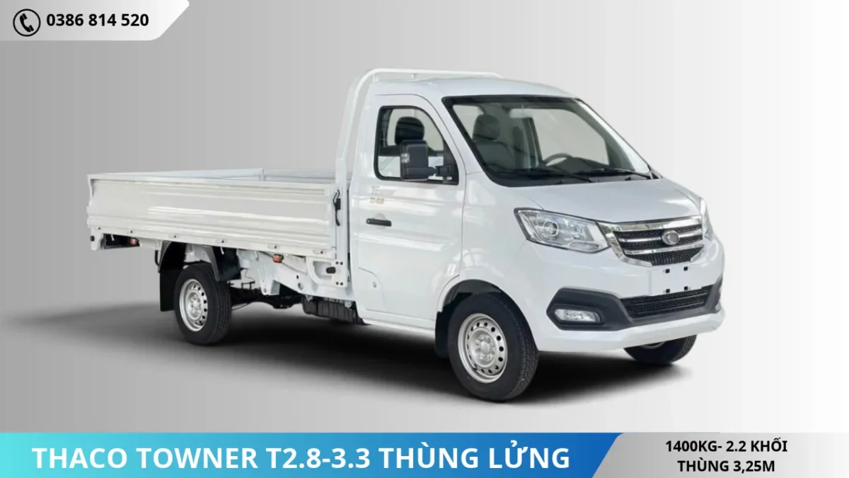 Thaco Towner T2.8-3.3 thùng lửng bạt tải 1T4 Thaco Towner T2.8-3.3 thùng lửng bạt tải 1T4