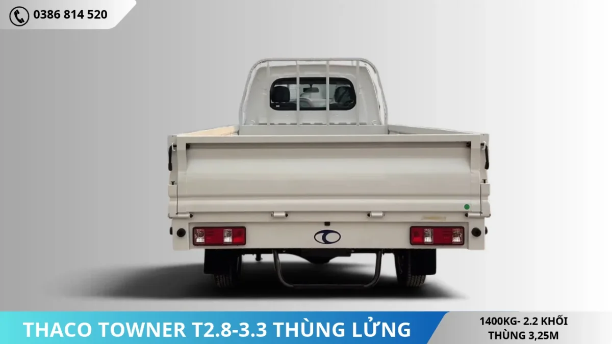 Thaco Towner T2.8-3.3 thùng lửng bạt tải 1T4 (4) Thaco Towner T2.8-3.3 thùng lửng bạt tải 1T4