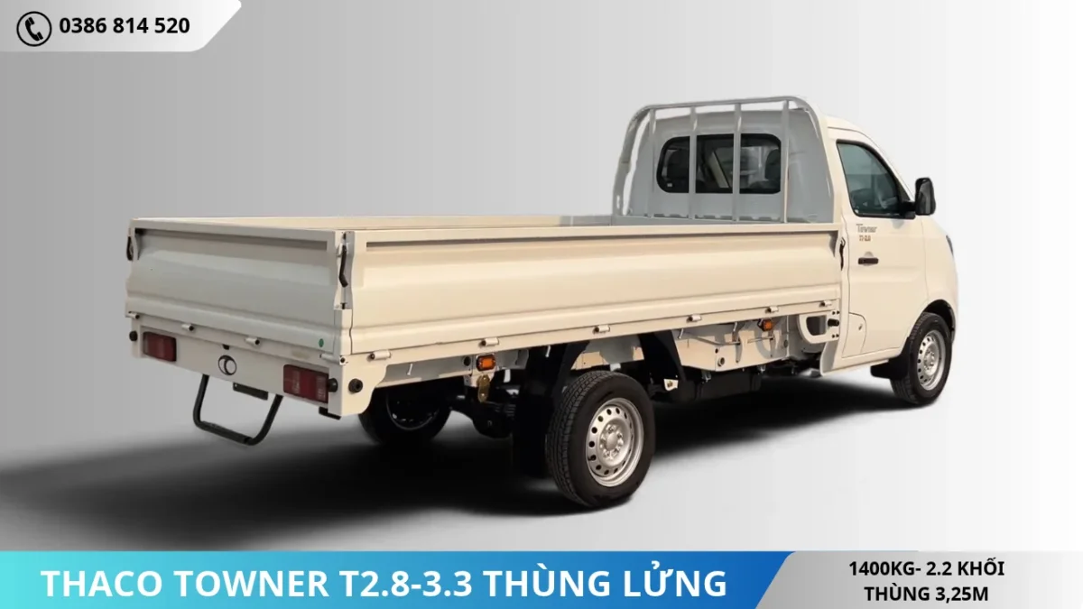 Thaco Towner T2.8-3.3 thùng lửng bạt tải 1T4 (5) Thaco Towner T2.8-3.3 thùng lửng bạt tải 1T4