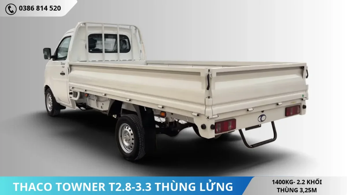 Thaco Towner T2.8-3.3 thùng lửng bạt tải 1T4 (6) Thaco Towner T2.8-3.3 thùng lửng bạt tải 1T4