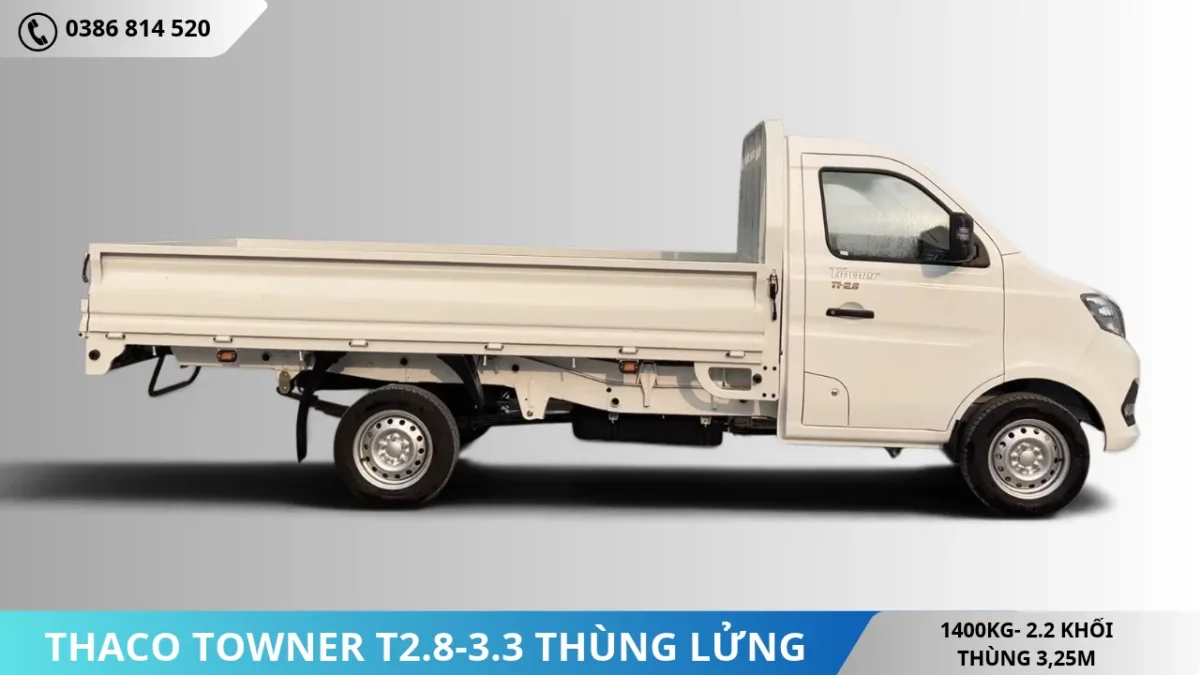 Thaco Towner T2.8-3.3 thùng lửng bạt tải 1T4 (8) Thaco Towner T2.8-3.3 thùng lửng bạt tải 1T4