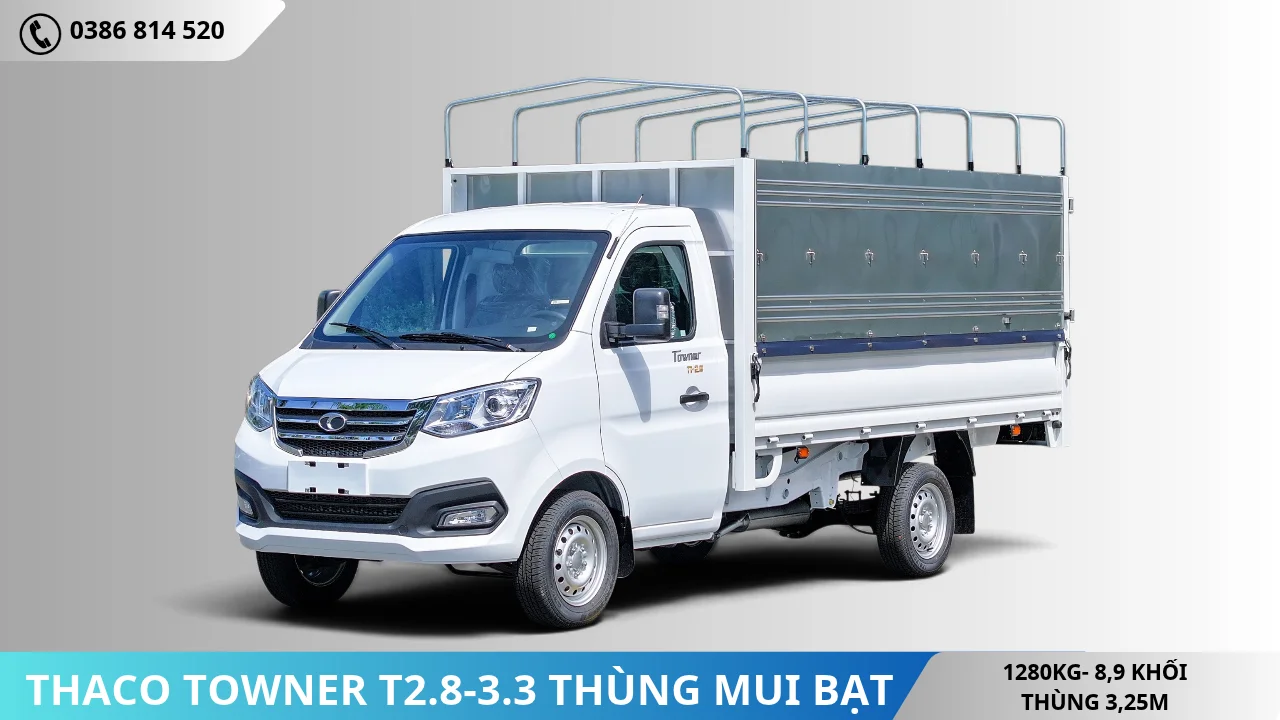 Thaco Towner T2.8-3.3 thùng mui bạt tải 1T28