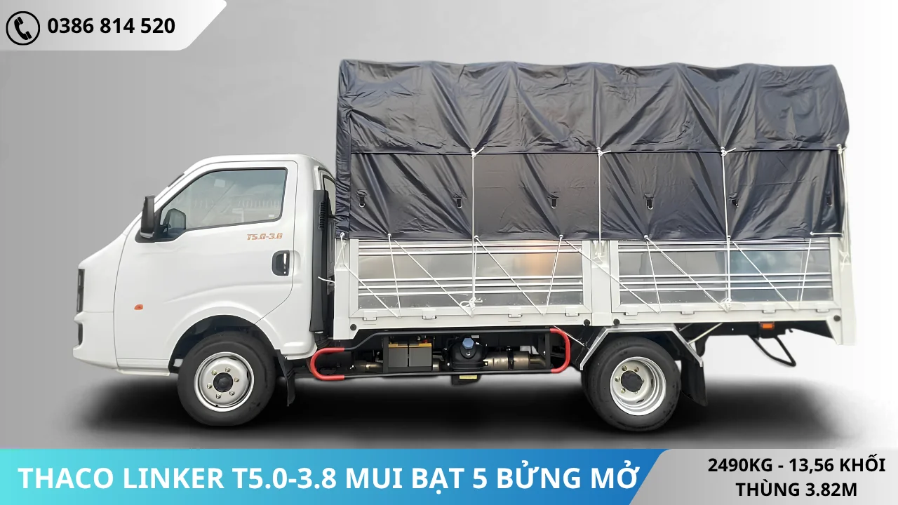 Thân xe tải Thaco Linker T5.0-3.8 mui bạt 5 bửng mở