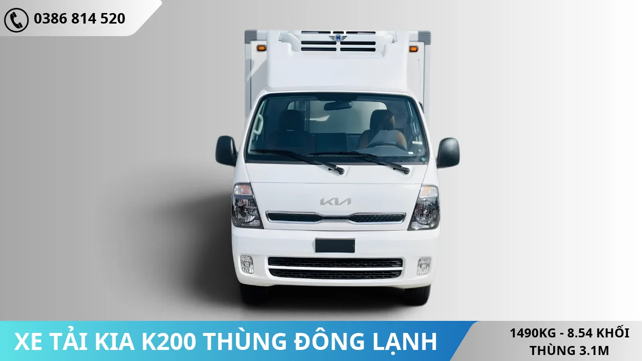 Mặt trước Xe tải Kia K200 thùng đông lạnh