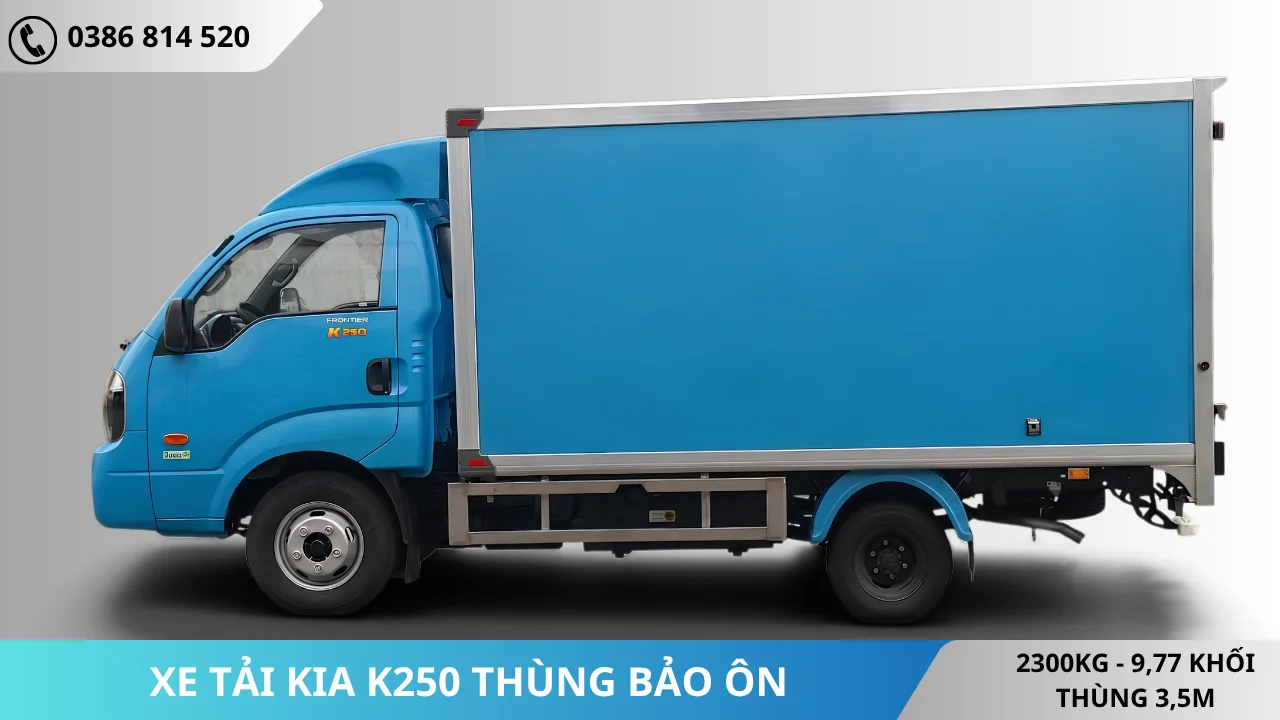 Xe tải Kia K250 thùng bảo ôn màu xanh dương