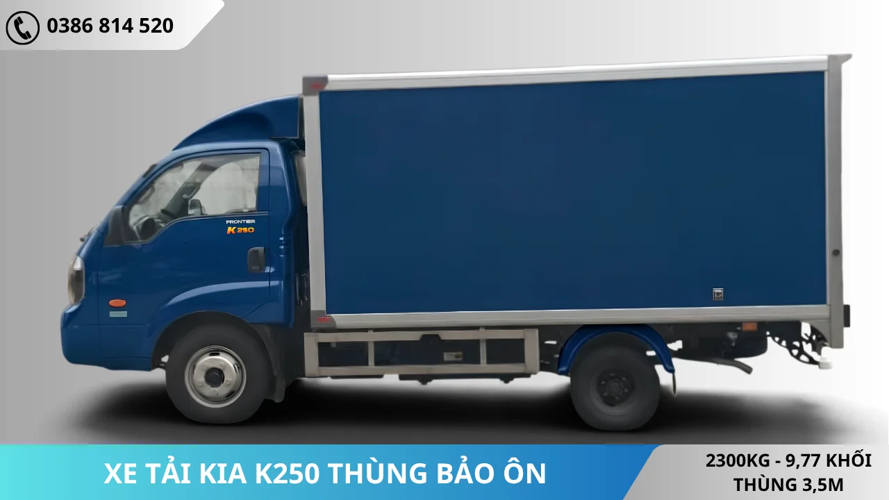 Xe tải Kia K250 thùng bảo ôn màu xanh