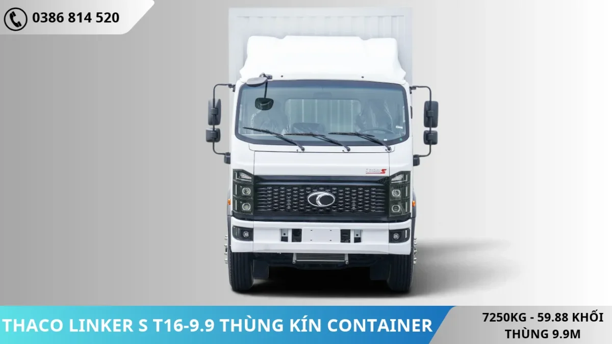 Mặt trước Thaco Linker S T16-9.9 thùng kín Container