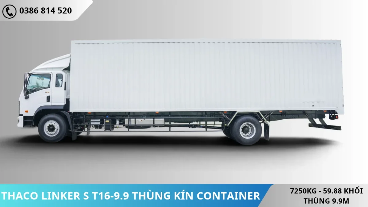 Mặt hông Xe tải Thaco Linker S T16-9.9 thùng kín Container