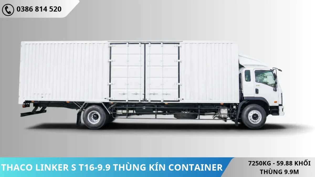 Mặt hông Xe tải Thaco Linker S T16-9.9 thùng kín Container