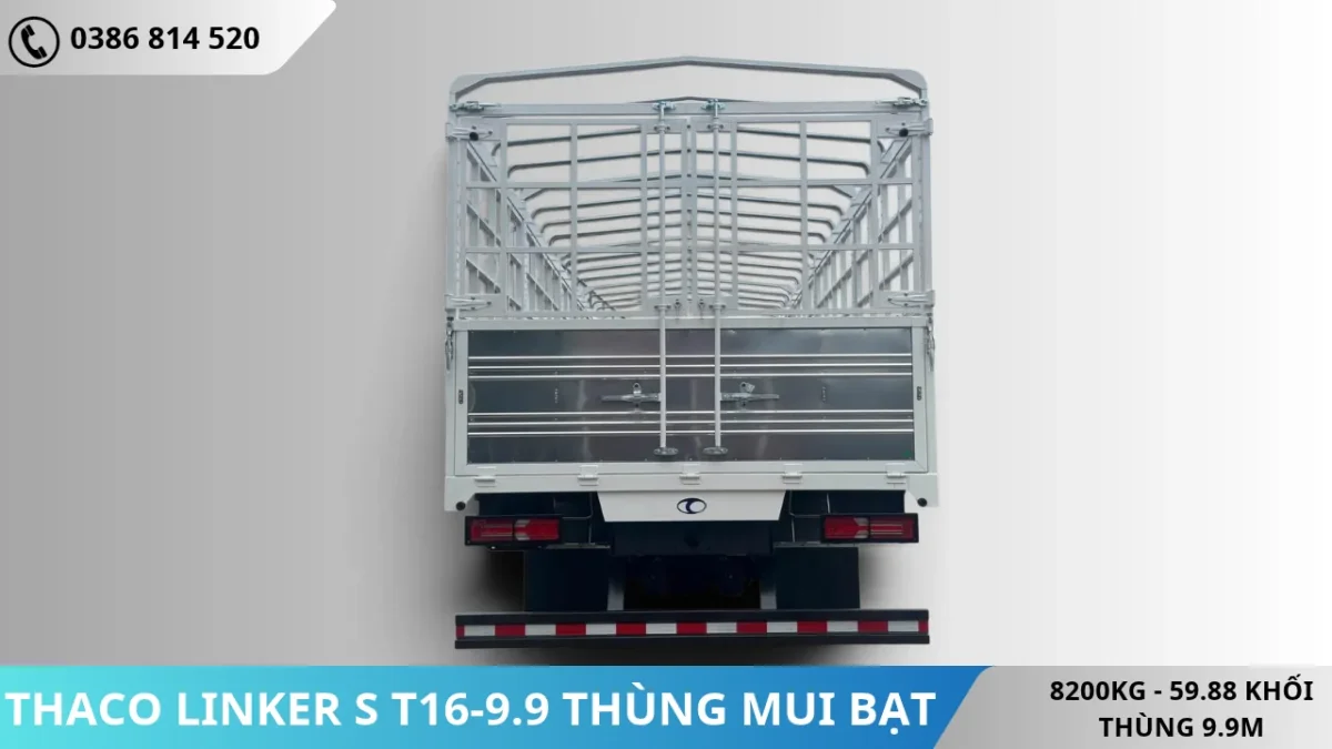 Xe tải Thaco Linker S T16-9.9 thùng mui bạt (5) Mặt sau Xe tải Thaco Linker S T16-9.9 thùng mui bạt