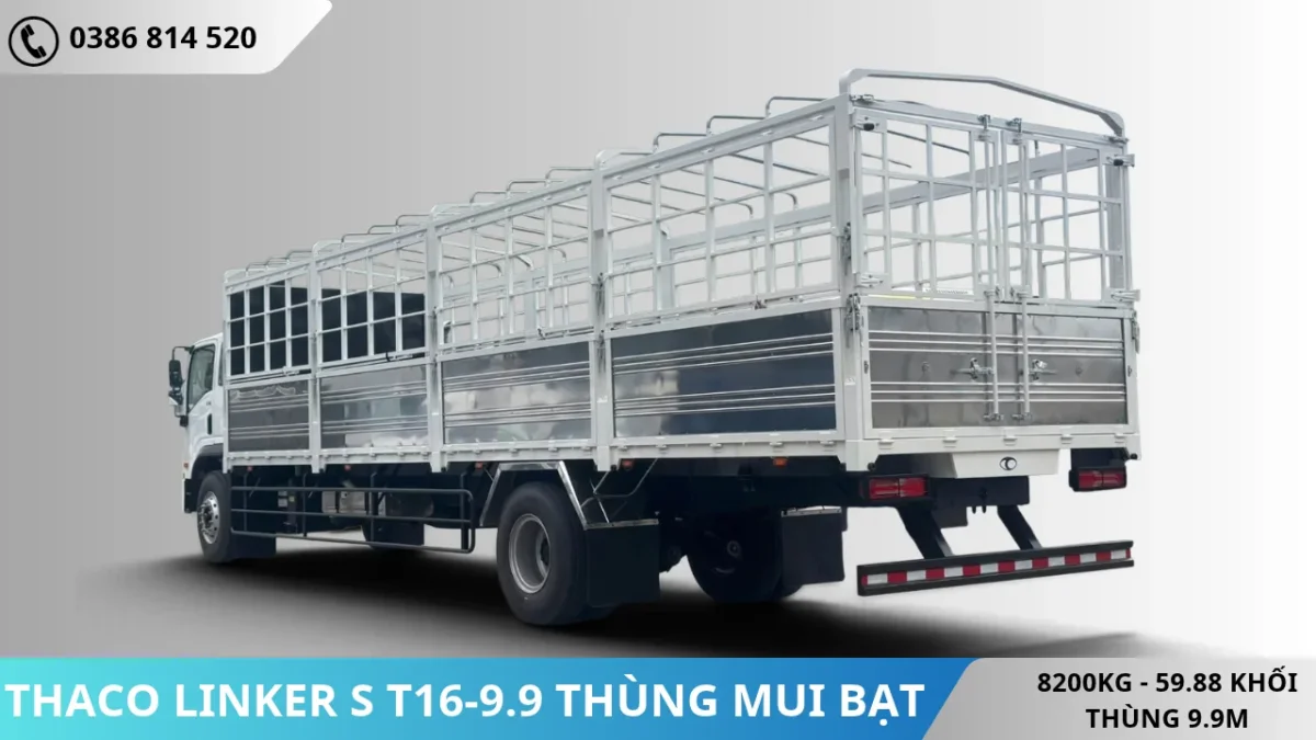 Xe tải Thaco Linker S T16-9.9 thùng mui bạt (6) Xe tải Thaco Linker S T16-9.9 thùng mui bạt