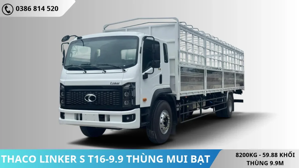 Xe tải Thaco Linker S T16-9.9 thùng mui bạt (8) Xe tải Thaco Linker S T16-9.9 thùng mui bạt