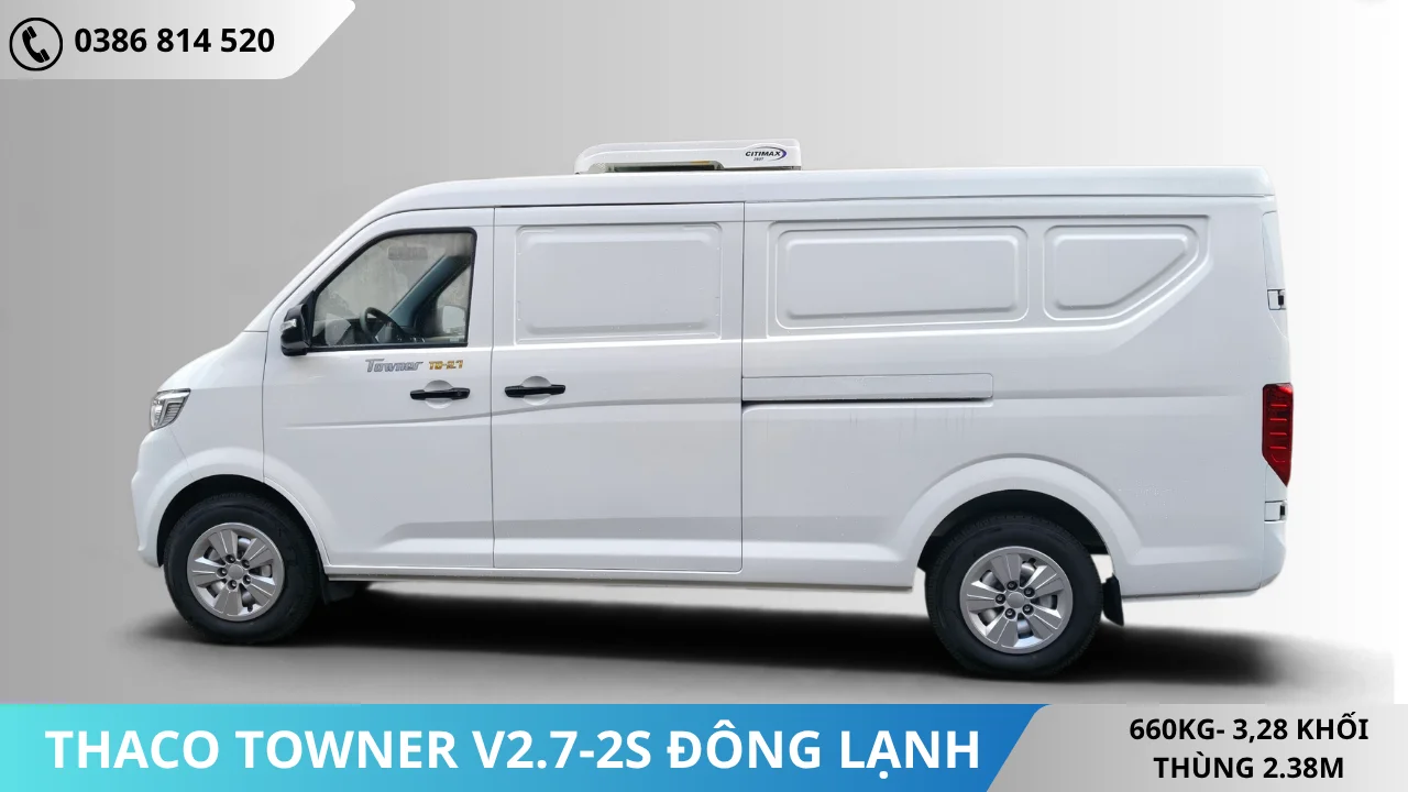 Mặt bên Xe van đông lanh Thaco Towner V2.7-2S