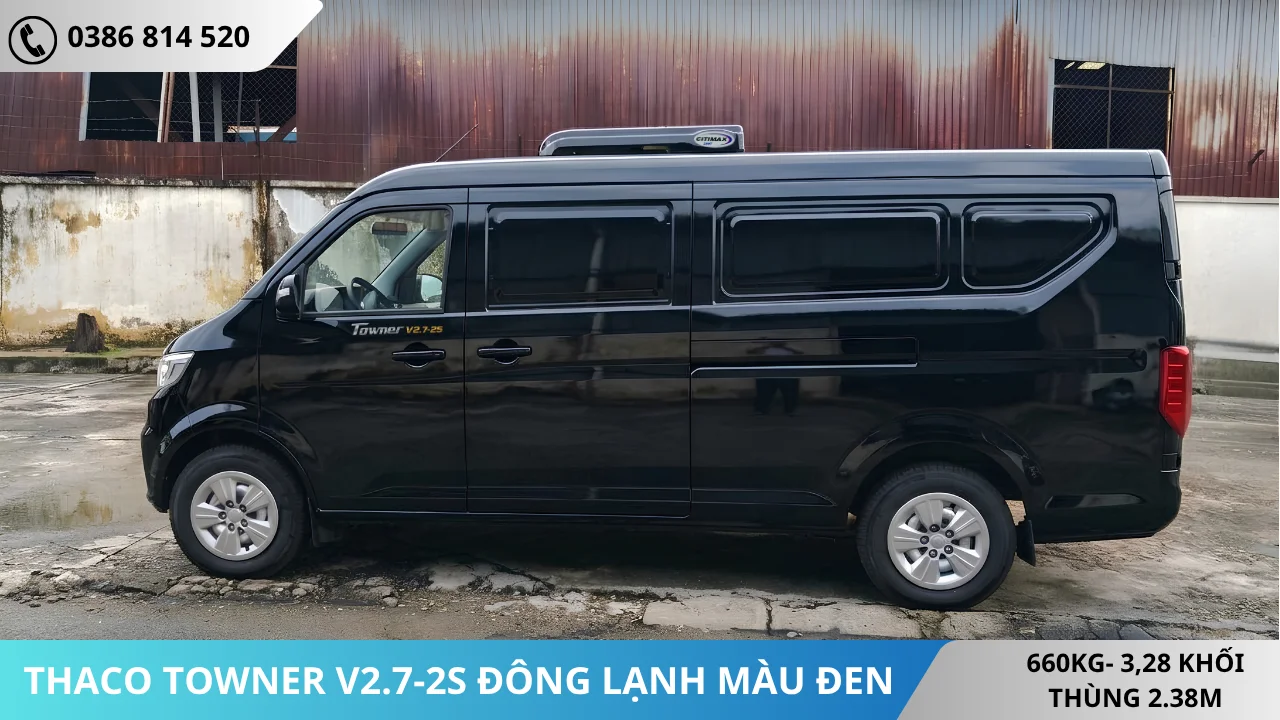 XE VAN THACO TOWNER V2.7-2S ĐÔNG LẠNH MÀU ĐEN