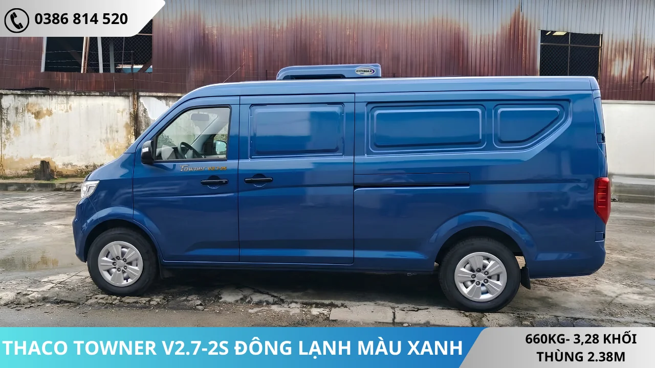XE VAN THACO TOWNER V2.7-2S ĐÔNG LẠNH MÀU XANH